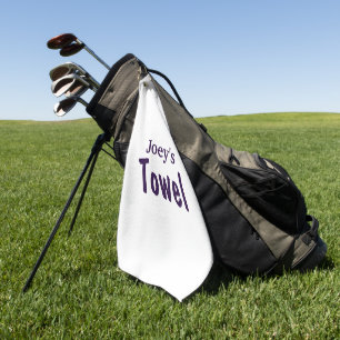 Custom name purple text golf towel