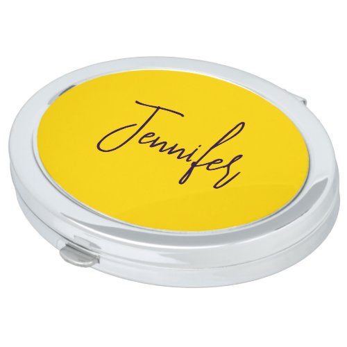 Custom name purple text yellow compact mirror