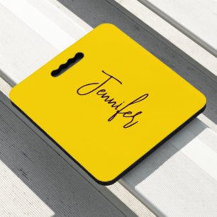 Custom name purple text yellow seat cushion