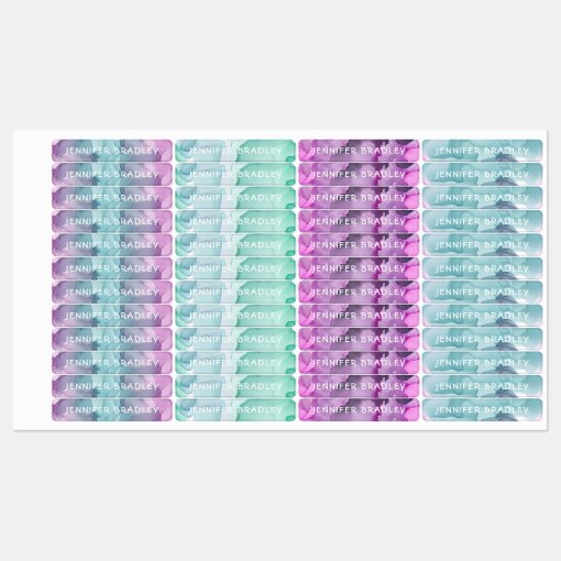 Custom Name Purple Turquoise Personalized Clothing Labels | Zazzle