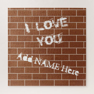 Custom Name Puzzle - A Brick Wall - I Love You