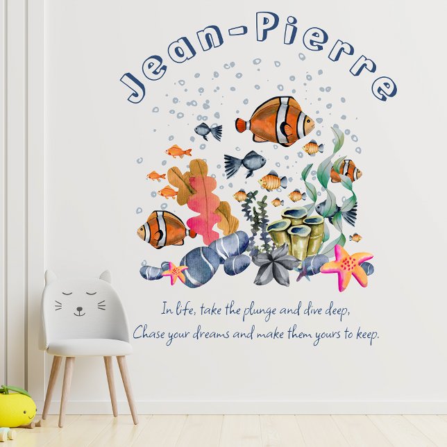 Custom Name Quote Tropical Fish Ocean Colorful Wall Decal (Creator Uploaded)