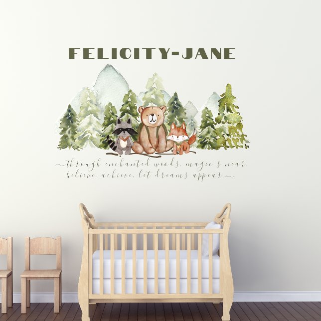 Custom Name Quote Woodland Animal Bear Fox Raccoon Wall Decal (Creator Uploaded)