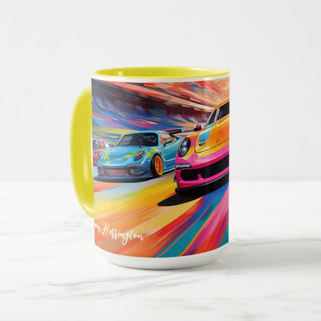 Custom Name Race Cars Mug (Front Left)