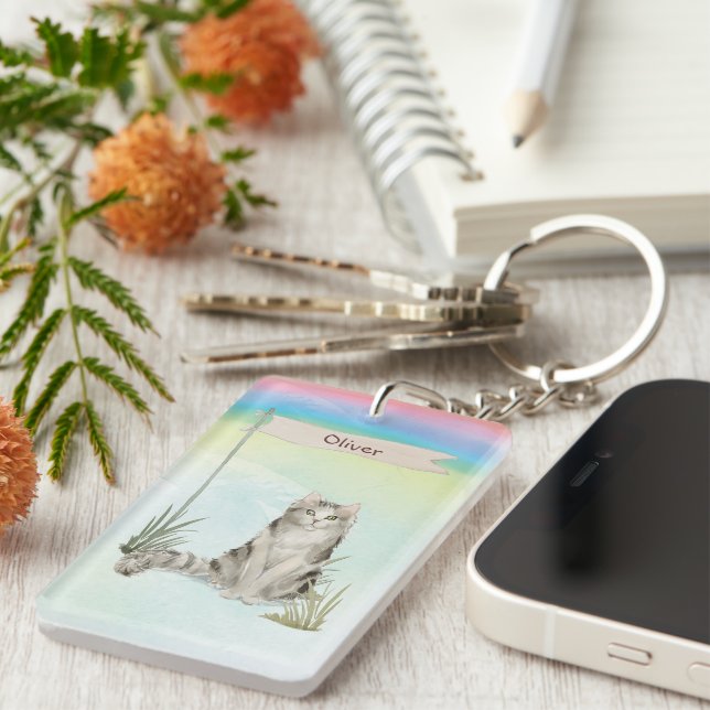 Custom Name Ragamuffin Cat Pet Keychain (Front Right)