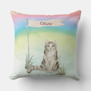 Custom Name Ragamuffin Cat Pet Throw Pillow