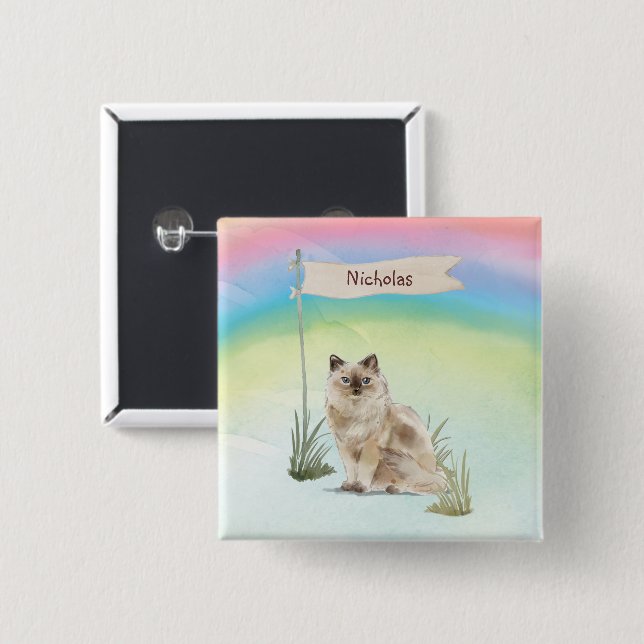 Custom Name Ragdoll Cat Pet Button (Front & Back)