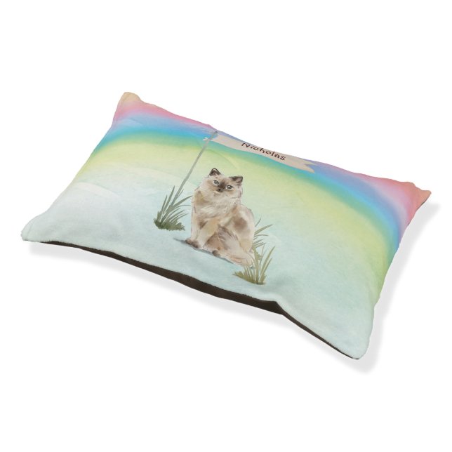 Custom Name Ragdoll Cat Pet Pet Bed (Angled)