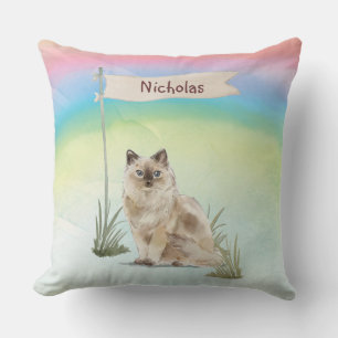 Custom Name Ragdoll Cat Pet Throw Pillow