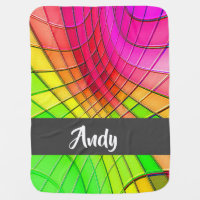 Custom name rainbow blocks baby blanket