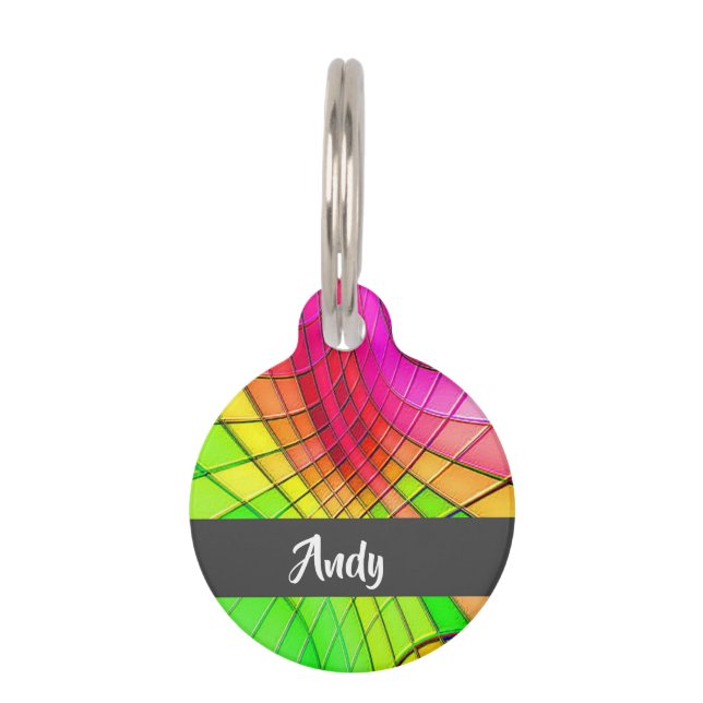 Custom name rainbow blocks pet ID tag (Front)