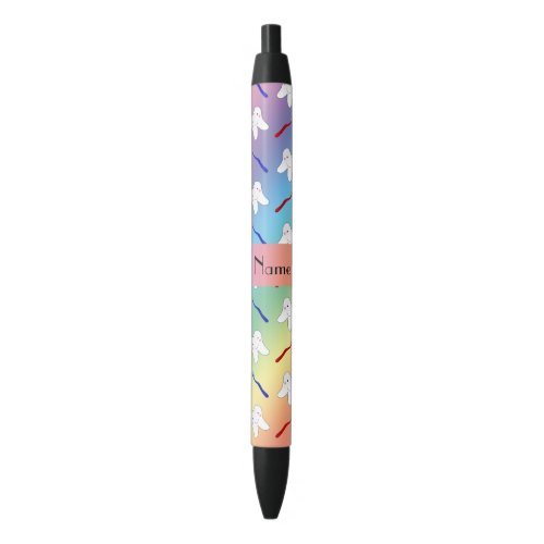 Custom name rainbow brushes and tooth pattern black ink pen