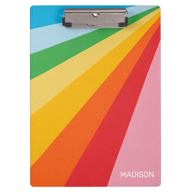 Custom Name Rainbow Colors Clipboard (Front)