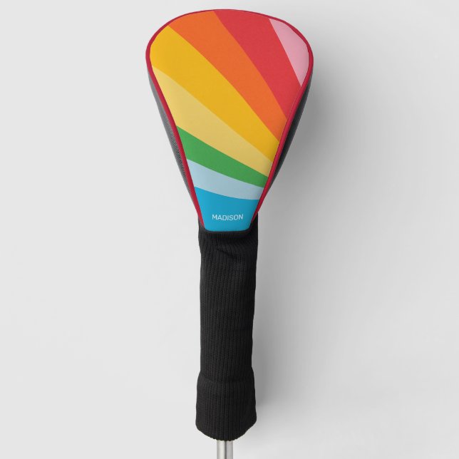 Custom Name Rainbow Colors Golf Head Cover (Front)