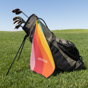 Custom Name Rainbow Colors Golf Towel