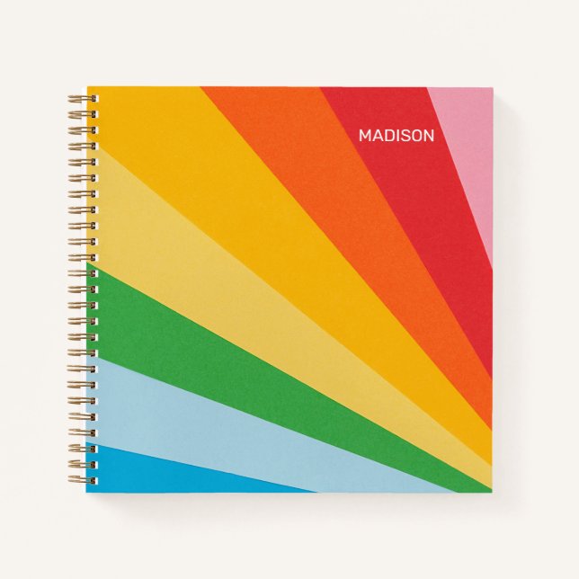 Custom Name Rainbow Colors Notebook (Front)