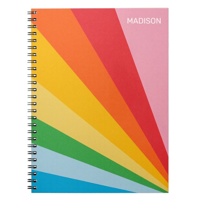 Custom Name Rainbow Colors Notebook (Front)