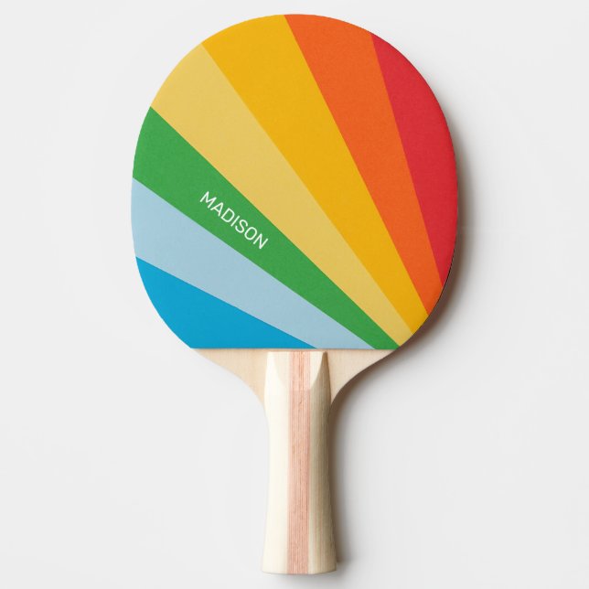 Custom Name Rainbow Colors Ping Pong Paddle (Front)