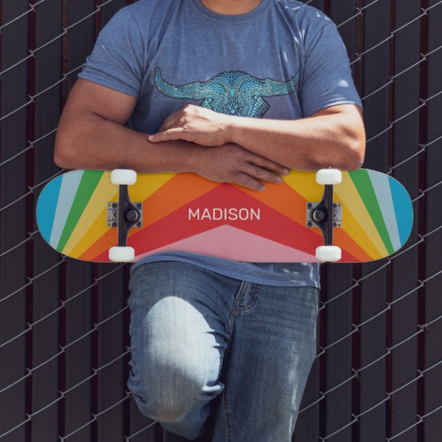 Custom Name Rainbow Colors Skateboard (Outdoor 3)
