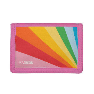 Custom Name Rainbow Colors Trifold Wallet