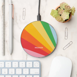 Custom Name Rainbow Colors Wireless Charger