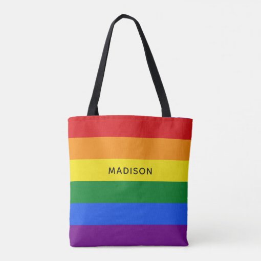 Custom Name Rainbow Flag Bags 