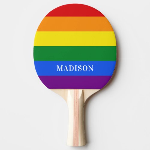 Custom name Rainbow Flag ping pong paddle