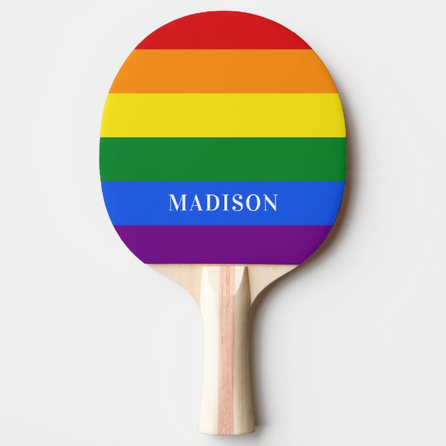 Custom name Rainbow Flag ping pong paddle (Front)