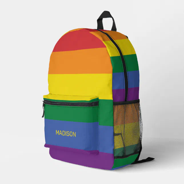 Custom Name Rainbow Flag Printed Backpack | Zazzle