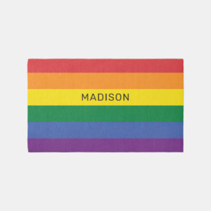 Custom Name Rainbow Flag Rug