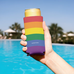 Custom Name Rainbow Flag Seltzer Can Cooler
