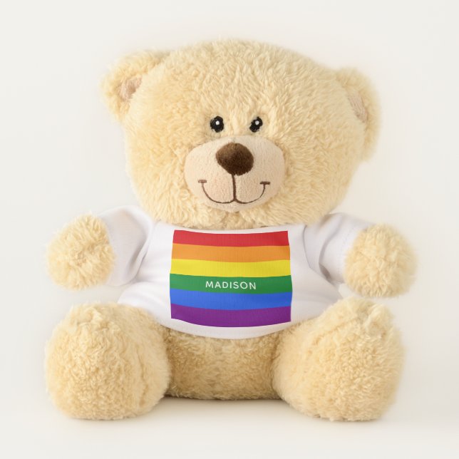 Custom name Rainbow Flag teddy bears (Front)
