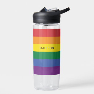Custom Name Rainbow Flag Water Bottle