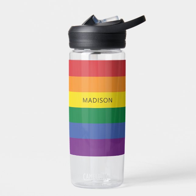 Custom Name Rainbow Flag Water Bottle (Left)
