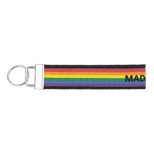 Custom Name Rainbow Flag Wrist Keychain