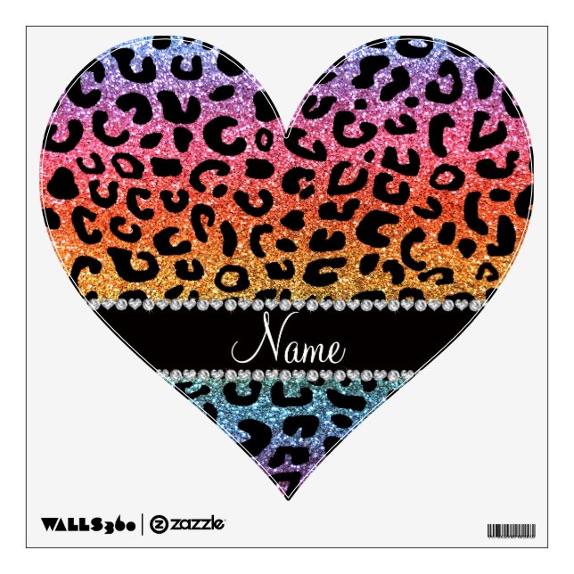 Custom name rainbow glitter cheetah print wall decal (Front)