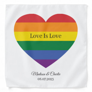 Custom Name Rainbow Heart Bandana