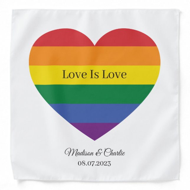 Custom Name Rainbow Heart Bandana (Front)