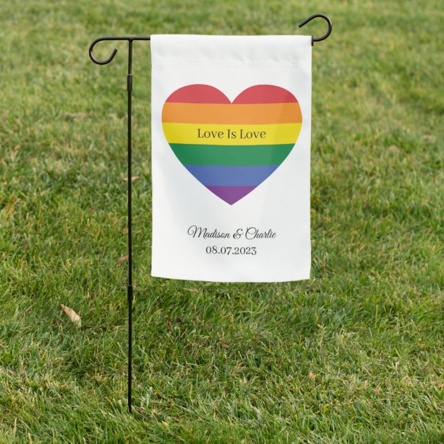 Custom Name Rainbow Heart Garden Flag (In SItu)