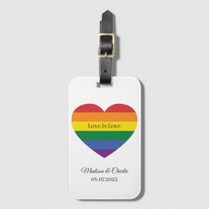 Custom Name Rainbow Heart Luggage Tag