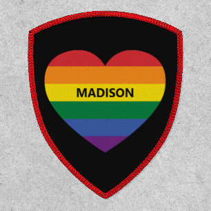 Custom Name Rainbow Heart Patch