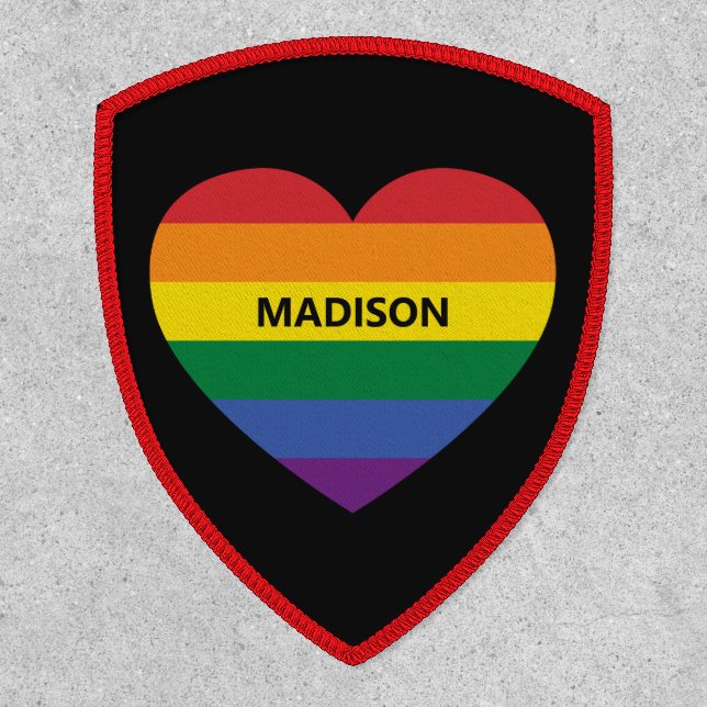 Custom Name Rainbow Heart Patch (Front)