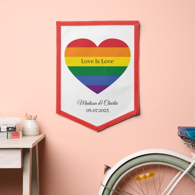 Custom Name Rainbow Heart Pennant (Insitu 2)