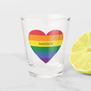Custom Name Rainbow Heart Shot Glass