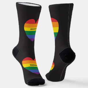 Custom Name Rainbow Heart Socks