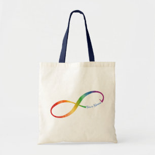 Custom Name Rainbow Infinity Tote Bag