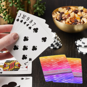 Custom Name Rainbow Mermaid Scales Poker Cards