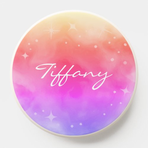 Custom Name Rainbow Ombre Galaxy Stars Nebula Cute PopSocket