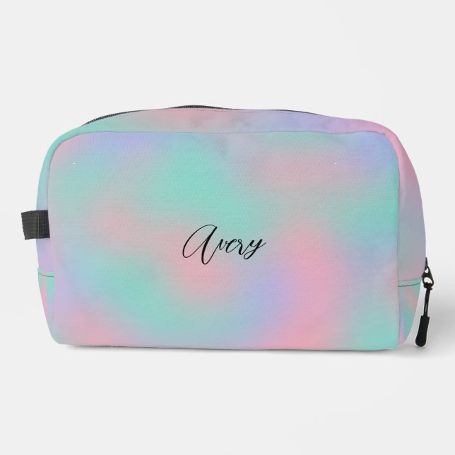 Custom Name Rainbow Painting Texture Pattern  Dopp Kit (Front)