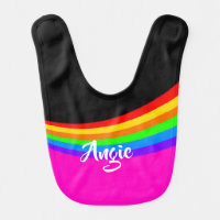 Custom name rainbow patterned baby bib
